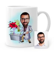 Kişiye Özel Kimya Mühendisi Karikatür Beyaz Kupa Bardak - 1