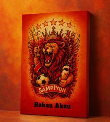 BK Gift Kişiye Özel Sarı Kırmızı 5 Yıldız Aslan Taraftar Tasarımlı Kanvas Tablo-1, Taraftar Hediyesi, Doğum Günü Hediyesi, Arkadaşa Hediye