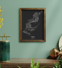 BK Gift Monaco Pist Tasarımlı Doğal Masif Ahşap Çerçeveli Tablo 45x65cm-1