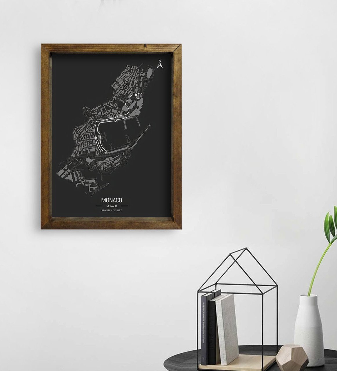 BK Gift Monaco Pist Tasarımlı Doğal Masif Ahşap Çerçeveli Tablo 45x65cm-1