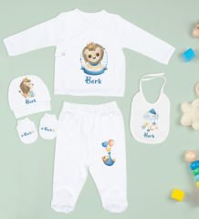 BK Kids Kişiye Özel 11 Parça Beyaz Hastane Çıkışı Body Zıbın Battaniye ve Yastık Hediye Seti-5