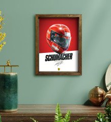 BK Gift F1 Schumacher Tasarımlı Doğal Masif Ahşap Çerçeveli Tablo 45x65cm-1