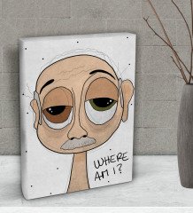 BK Gift The Lazy People Collection Confused Old Guy Tasarımlı Dekoratif Mini Kanvas Tablo 15x20cm-1