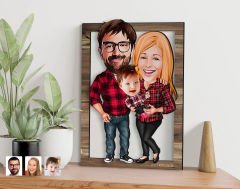 BK Gift Kişiye Özel Aile Karikatürlü 3D Ahşap Tablo, Sevgiliye Hediye, Arkadaşa Hediye, Yıl Dönümü Hediyesi, Doğum Günü Hediyesi-2