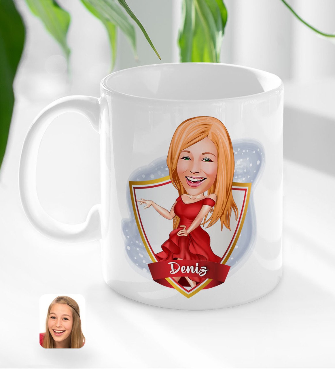 Kişiye Özel İsimli Kadın Manken Karikatürlü Beyaz Kupa Bardak-1