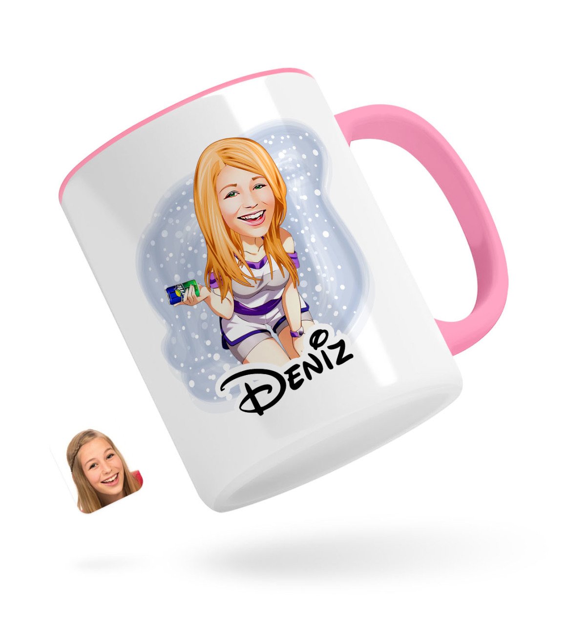 Kişiye Özel Kadın Karikatürlü Pembe Kupa Bardak-36