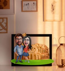 BK Gift Kişiye Özel Sevgililer Antik Roma Karikatürlü 3D Ahşap Tablo-1