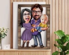 BK Gift Kişiye Özel Aile Karikatürlü 3D Ahşap Tablo, Sevgiliye Hediye, Arkadaşa Hediye, Yıl Dönümü Hediyesi, Doğum Günü Hediyesi-9