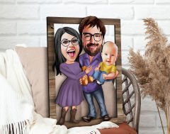 BK Gift Kişiye Özel Aile Karikatürlü 3D Ahşap Tablo, Sevgiliye Hediye, Arkadaşa Hediye, Yıl Dönümü Hediyesi, Doğum Günü Hediyesi-9