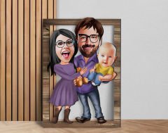 BK Gift Kişiye Özel Aile Karikatürlü 3D Ahşap Tablo, Sevgiliye Hediye, Arkadaşa Hediye, Yıl Dönümü Hediyesi, Doğum Günü Hediyesi-9