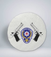 BK Gift Polis Tasarımlı Yuvarlak Araç Koltuk Yastığı-2