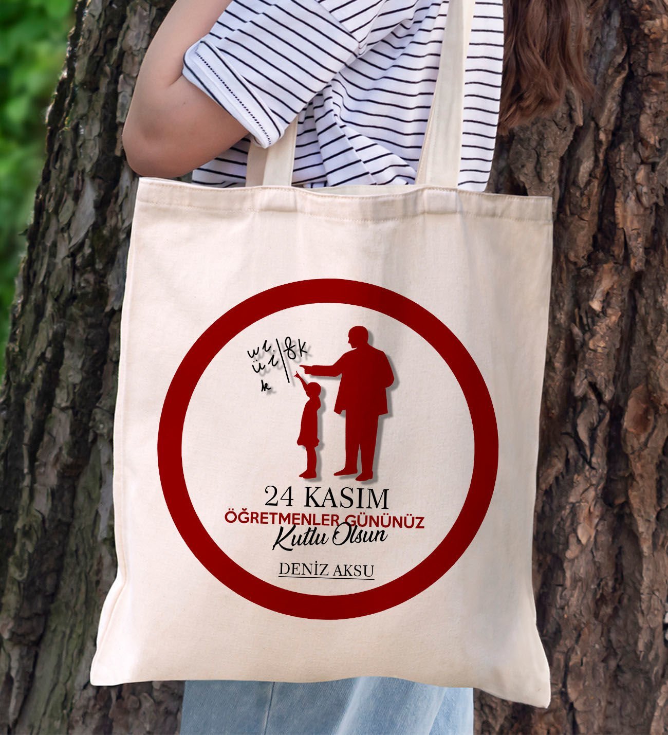 BK Gift Kişiye Özel Öğretmenler Günü Tasarımlı Kanvas Bez Çanta - 10, Öğretmene Hediye, Öğretmenler Günü