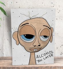 BK Gift The Lazy People Collection Drunk Guy Tasarımlı Dekoratif Mini Kanvas Tablo 15x20cm-1