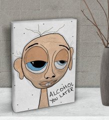 BK Gift The Lazy People Collection Drunk Guy Tasarımlı Dekoratif Mini Kanvas Tablo 15x20cm-1
