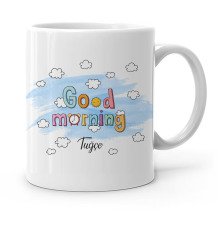 Kişiye Özel Good Morning Tasarımlı Beyaz Kupa Bardak-2