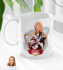 Kişiye Özel İsimli Kadın Motorcu Karikatürlü Beyaz Kupa Bardak-2