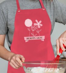 BK Gift Kişiye Özel İsimli Anneler Günü Tasarımlı Profesyonel Kırmızı Mutfak Önlüğü, Aşçı Önlüğü, Şef Önlüğü, Anneye Hediye-14