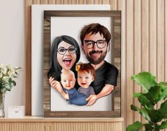 BK Gift Kişiye Özel Aile Karikatürlü 3D Ahşap Tablo, Sevgiliye Hediye, Arkadaşa Hediye, Yıl Dönümü Hediyesi, Doğum Günü Hediyesi-4