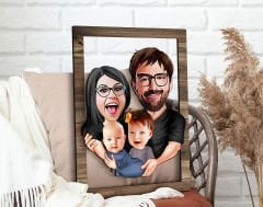 BK Gift Kişiye Özel Aile Karikatürlü 3D Ahşap Tablo, Sevgiliye Hediye, Arkadaşa Hediye, Yıl Dönümü Hediyesi, Doğum Günü Hediyesi-4
