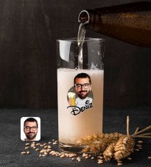 Kişiye Özel Erkek Karikatürlü Renkli Baskılı Hiball Bira Bardağı-51