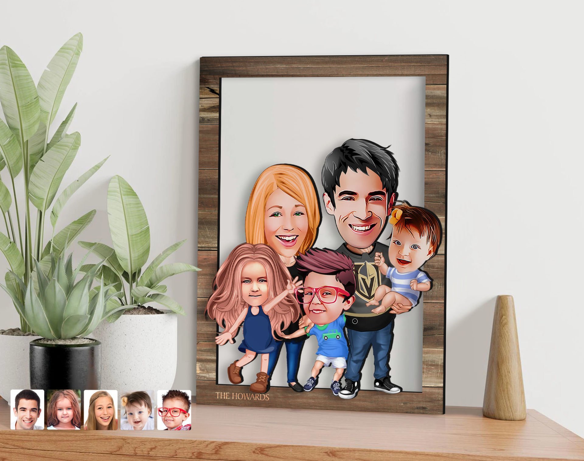 BK Gift Kişiye Özel Aile Karikatürlü 3D Ahşap Tablo, Sevgiliye Hediye, Arkadaşa Hediye, Yıl Dönümü Hediyesi, Doğum Günü Hediyesi-6