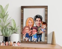 BK Gift Kişiye Özel Aile Karikatürlü 3D Ahşap Tablo, Sevgiliye Hediye, Arkadaşa Hediye, Yıl Dönümü Hediyesi, Doğum Günü Hediyesi-6