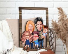 BK Gift Kişiye Özel Aile Karikatürlü 3D Ahşap Tablo, Sevgiliye Hediye, Arkadaşa Hediye, Yıl Dönümü Hediyesi, Doğum Günü Hediyesi-6