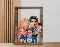 BK Gift Kişiye Özel Aile Karikatürlü 3D Ahşap Tablo, Sevgiliye Hediye, Arkadaşa Hediye, Yıl Dönümü Hediyesi, Doğum Günü Hediyesi-6