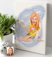 Kişiye Özel Bayan Karikatürlü Kanvas Tablo 30x50cm -42