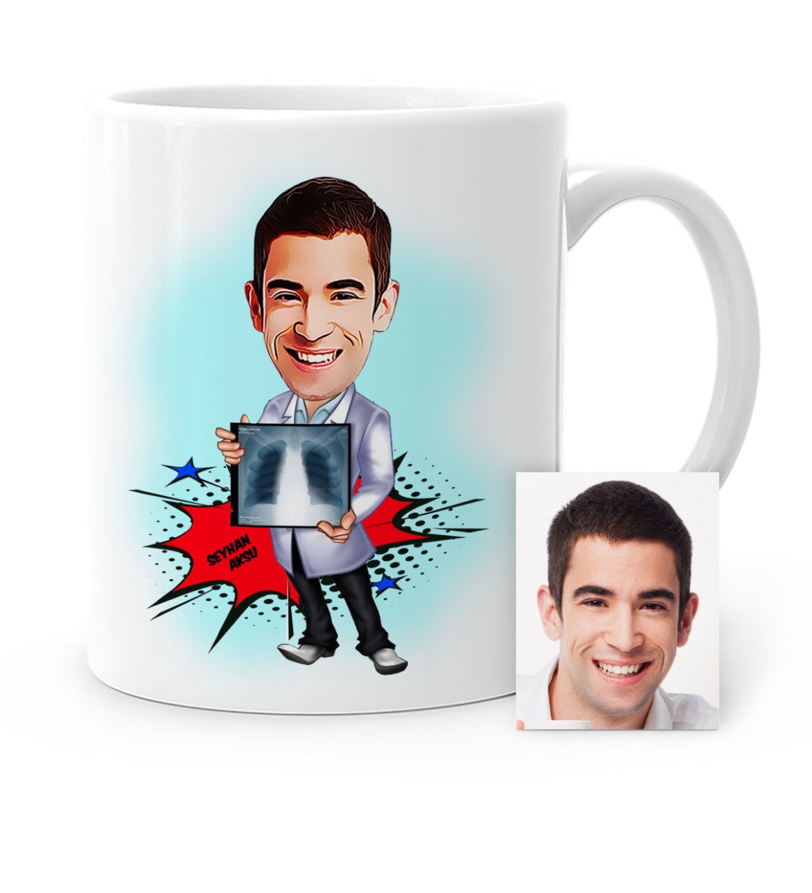 Kişiye Özel Bay Radyolojist Karikatür Beyaz Kupa Bardak - 1