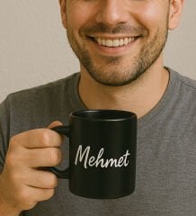 BK Gift Kişiye Özel İsimli Siyah Kupa Bardak-1, Sevgiliye Hediye, Arkadaşa Hediye