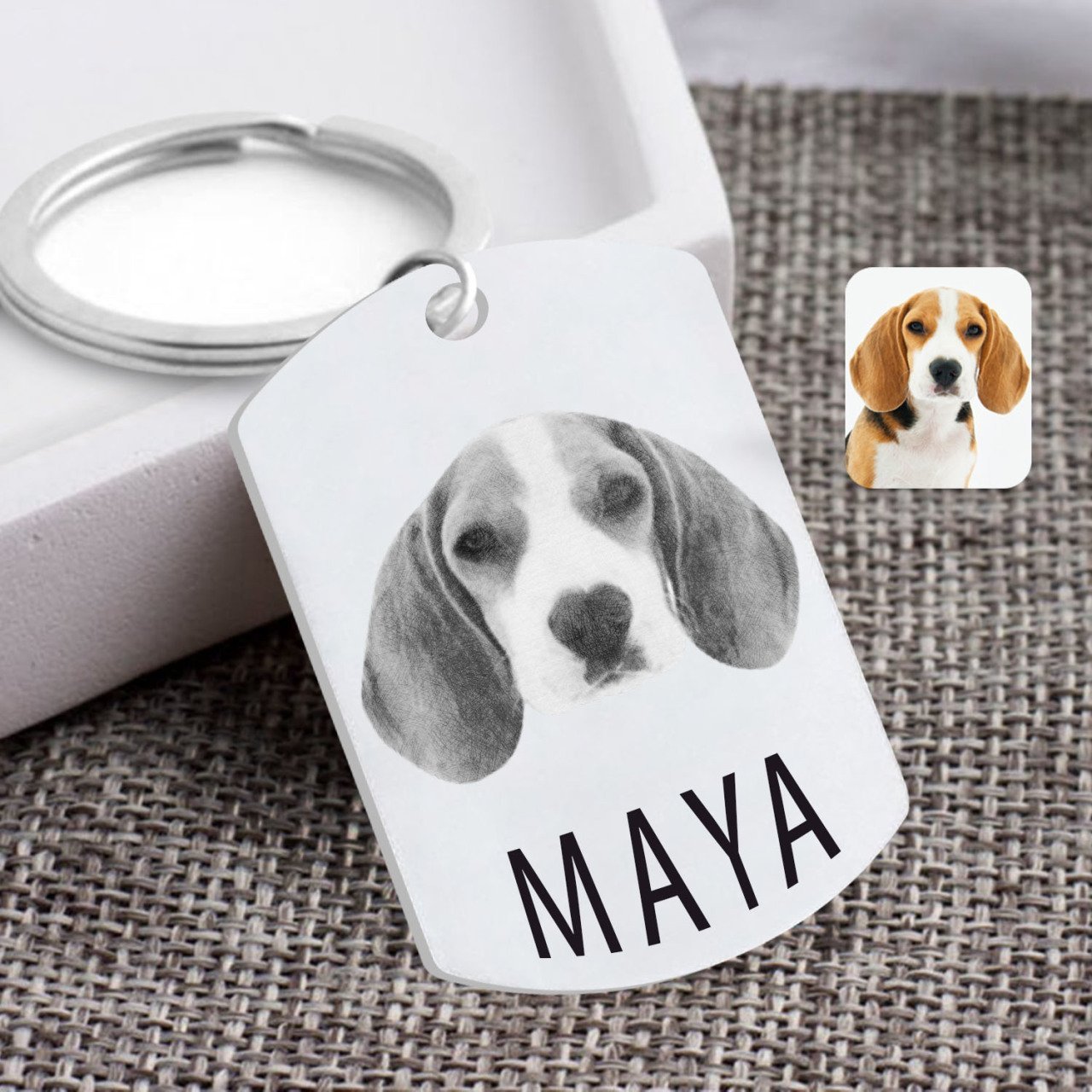 Kişiye Özel Karakalem Evcil Dost Köpek Pleksi Anahtarlık