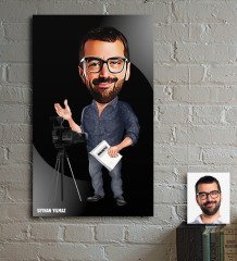 Kişiye Özel Bay Yönetmen Karikatür Ahşap Tablo - 1