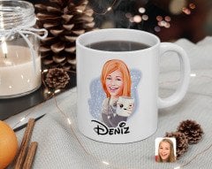Kişiye Özel Kadın Karikatürlü Beyaz Kupa Bardak-104