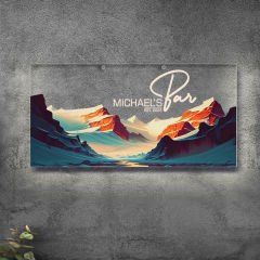 BK Gift Kişiye Özel Manzara Tasarımlı Akrilik Bar Tabelası(38x19cm)-11, Home Bar Tabela, Duvar Dekoru