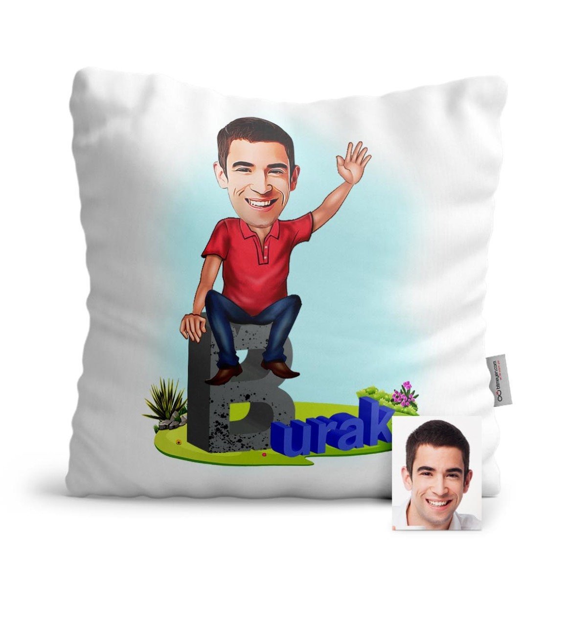 Kişiye Özel İsimli Karikatür Saten Yastık - 6