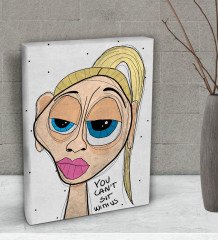 BK Gift The Lazy People Collection Mean Girl Tasarımlı Dekoratif Mini Kanvas Tablo 15x20cm-1