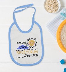BK Kids Kişiye Özel Mavi Bebek Mama Önlüğü - Model 93