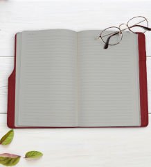 BK Gift Kişiye Özel Çiçek Tasarımlı Kırmızı Termo Deri Not Defteri 15x21cm-22