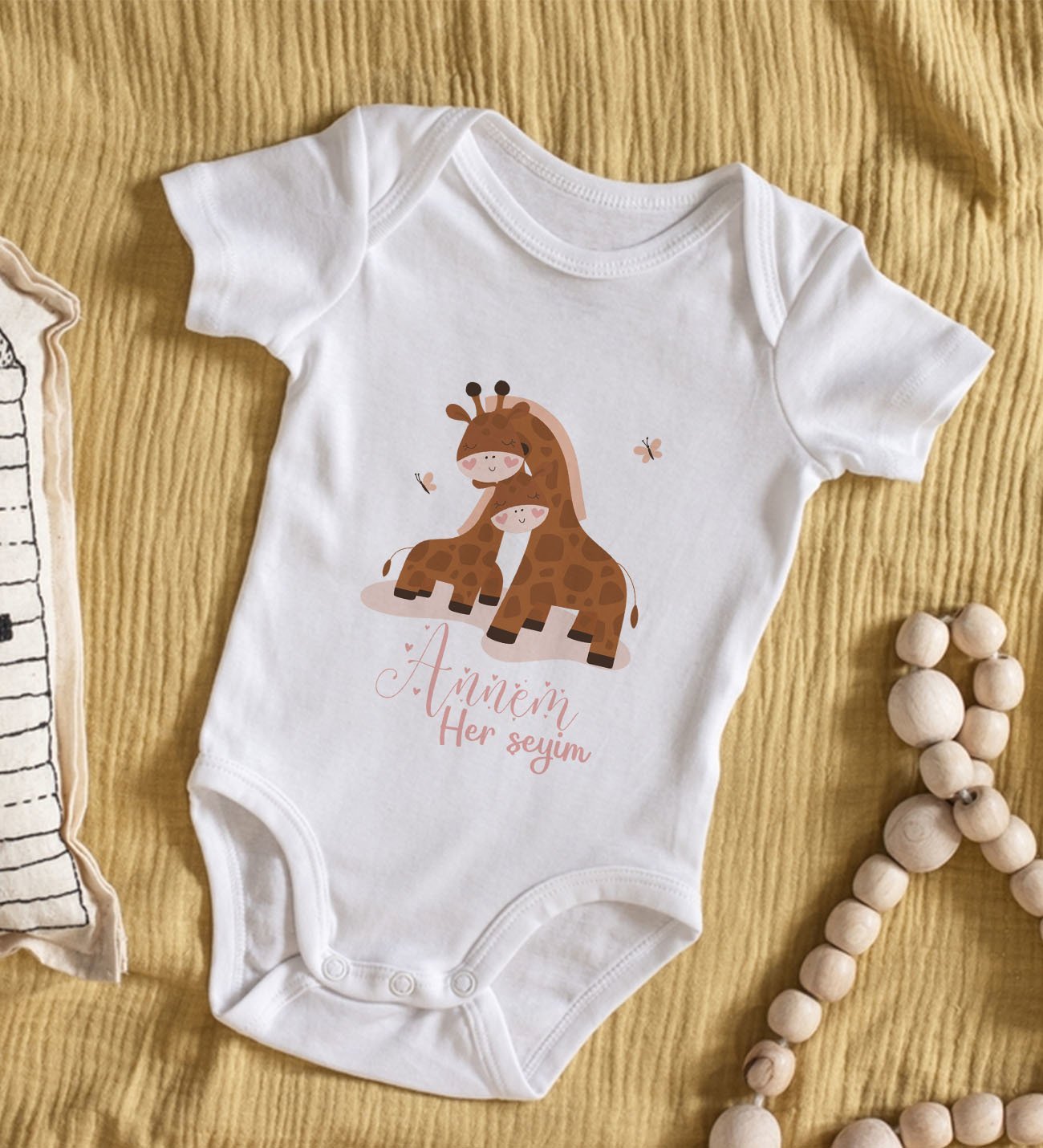 BK Kids Annem Her Şeyim Tasarımlı Bebek Body Zıbın - Model 2