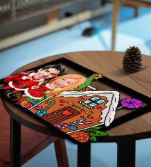 BK Gift Kişiye Özel Sevgililer Yeni Yıl Karikatürlü 3D Ahşap Tablo-1