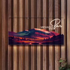 BK Gift Kişiye Özel Manzara Tasarımlı Akrilik Bar Tabelası(38x19cm)-13, Home Bar Tabela, Duvar Dekoru