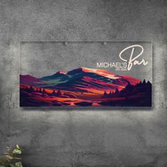 BK Gift Kişiye Özel Manzara Tasarımlı Akrilik Bar Tabelası(38x19cm)-13, Home Bar Tabela, Duvar Dekoru