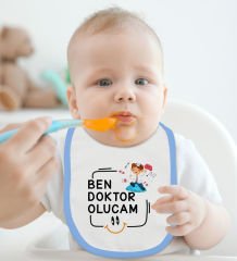 BK Kids Doktor Olucam Tasarımlı Mavi Bebek Mama Önlüğü-1