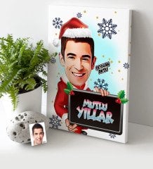 Kişiye Özel Yılbaşı Temalı Bay Karikatürlü Kanvas Tablo (30 x 50 cm.) - 2