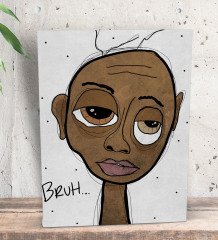 BK Gift The Lazy People Collection Stoned Girl Tasarımlı Dekoratif Mini Kanvas Tablo 15x20cm-1