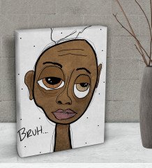 BK Gift The Lazy People Collection Stoned Girl Tasarımlı Dekoratif Mini Kanvas Tablo 15x20cm-1
