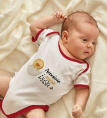 BK Kids Annesinin Minik Kuşu Tasarımlı Kırmızı Bebek Body Zıbın-1