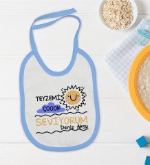 BK Kids Kişiye Özel Mavi Bebek Mama Önlüğü - Model 96