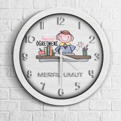Kişiye Özel Mesleki Anasınıfı Öğretmeni Ahşap Duvar Saati - 3